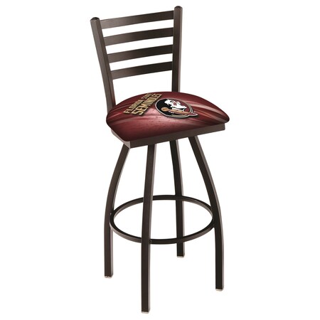 Holland Bar Stool Co 25" Blk Wrinkle Florida State Head Swivel Bar Stool, Ladder Back L01425FSU-HD-D2